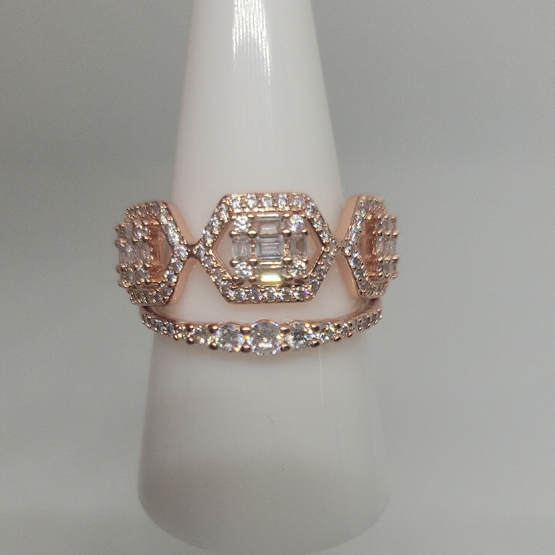 2 Diamond Cubic Zirconia Rings Set In Rose Gold Band Size 10 Nwt 75$